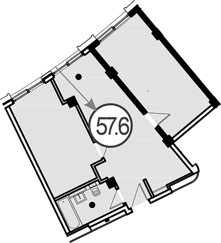 Продается 1-комн. квартира, 57.6 м²
