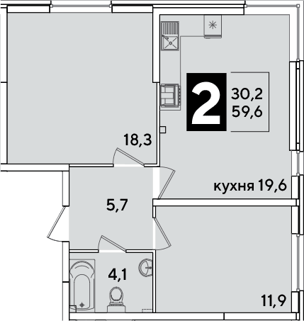Продается 3-комн. квартира, 59.6 м²