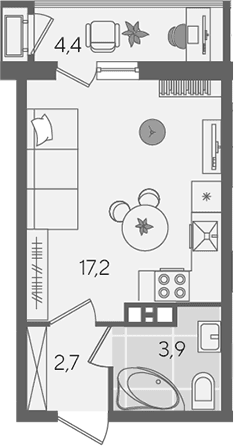 Продается 1-комн. квартира, 23.8 м²