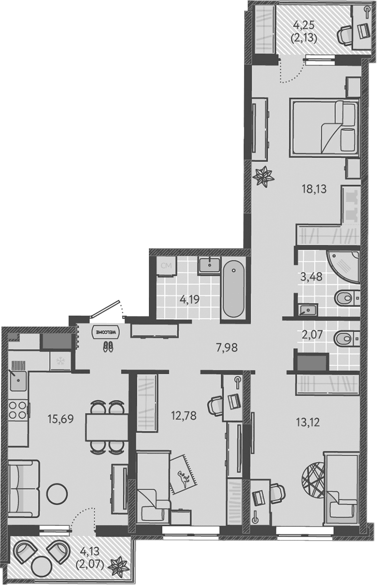 Продается 4-комн. квартира, 77.44 м²