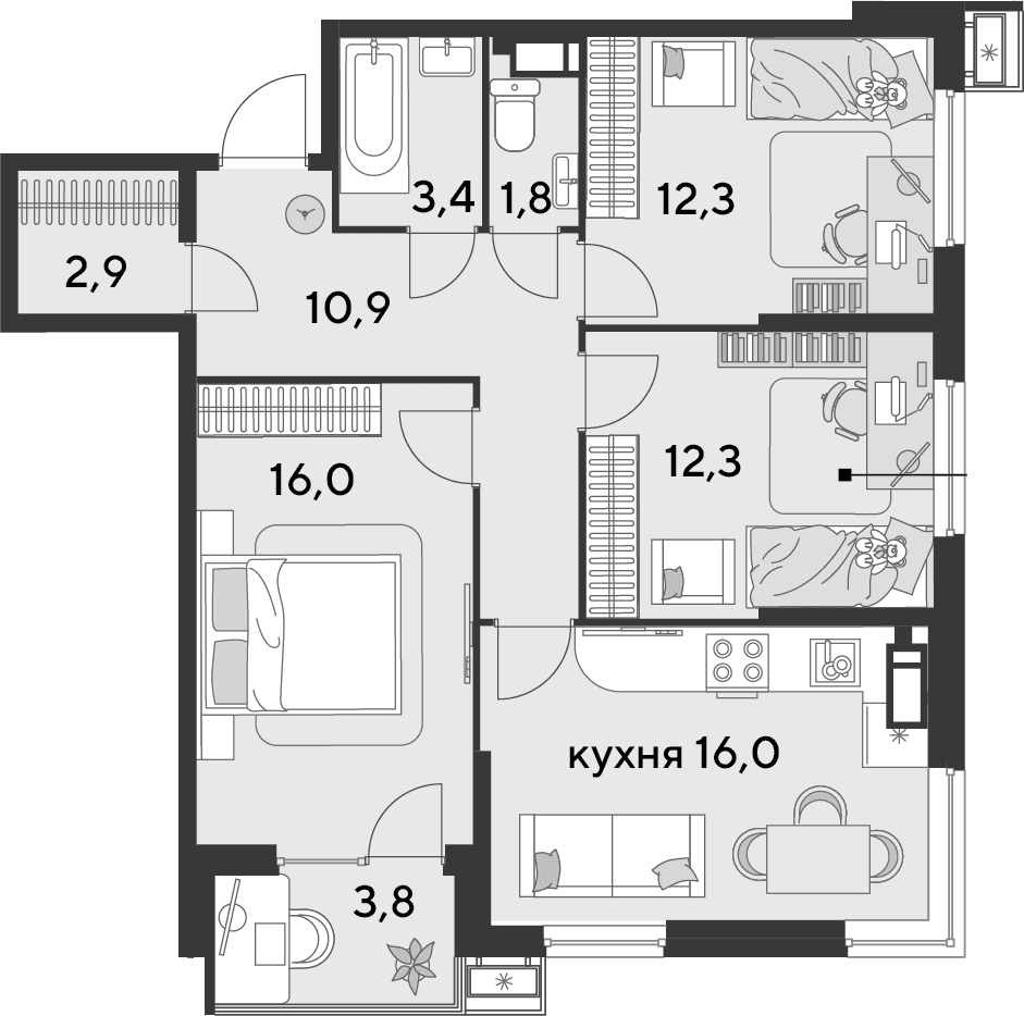 Продается 4-комн. квартира, 75.6 м²