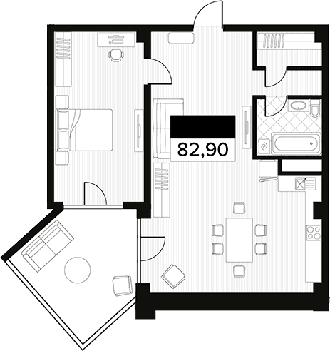 Продается 1-комн. квартира, 82.9 м²