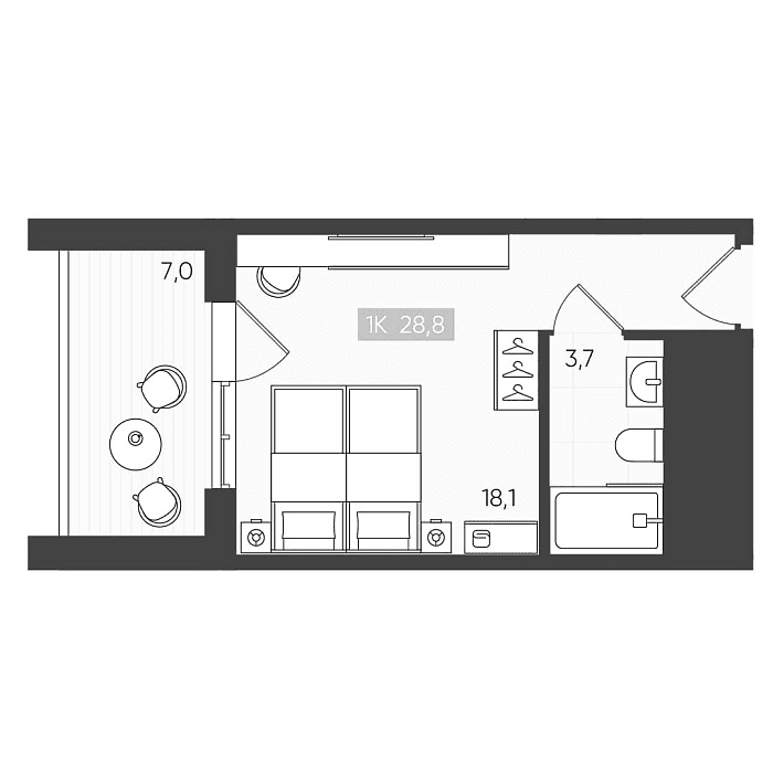 Продается 1-комн. квартира, 22.2 м²