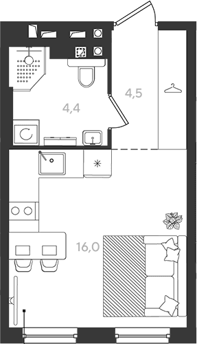 Продается 1-комн. квартира, 24.9 м²