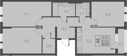 Продается 4-комн. квартира, 82.6 м²
