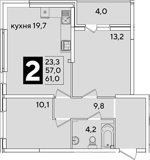 Продается 3-комн. квартира, 57 м²