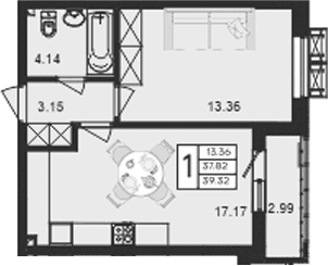 Продается 1-комн. квартира, 37.82 м²