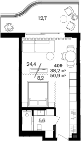 Продается 1-комн. квартира, 38.2 м²