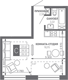 Продается 1-комн. квартира, 29.9 м²