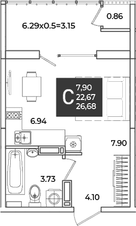 Продается 1-комн. квартира, 22.67 м²