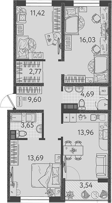Продается 4-комн. квартира, 75.81 м²