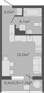 Продается 1-комн. квартира, 19.1 м²