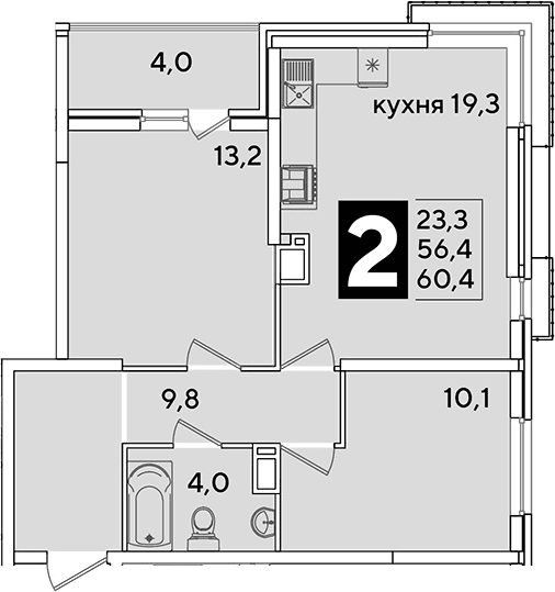 Продается 3-комн. квартира, 56.4 м²