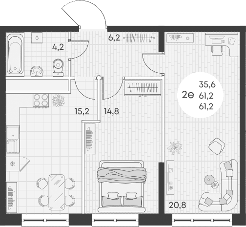 Продается 2-комн. квартира, 61.2 м²