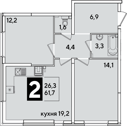 Продается 3-комн. квартира, 61.7 м²
