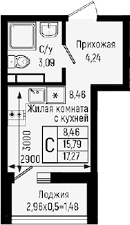 Продается 1-комн. квартира, 15.79 м²
