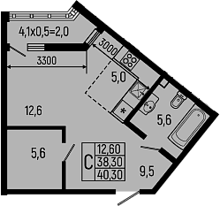 Продается 1-комн. квартира, 38.3 м²