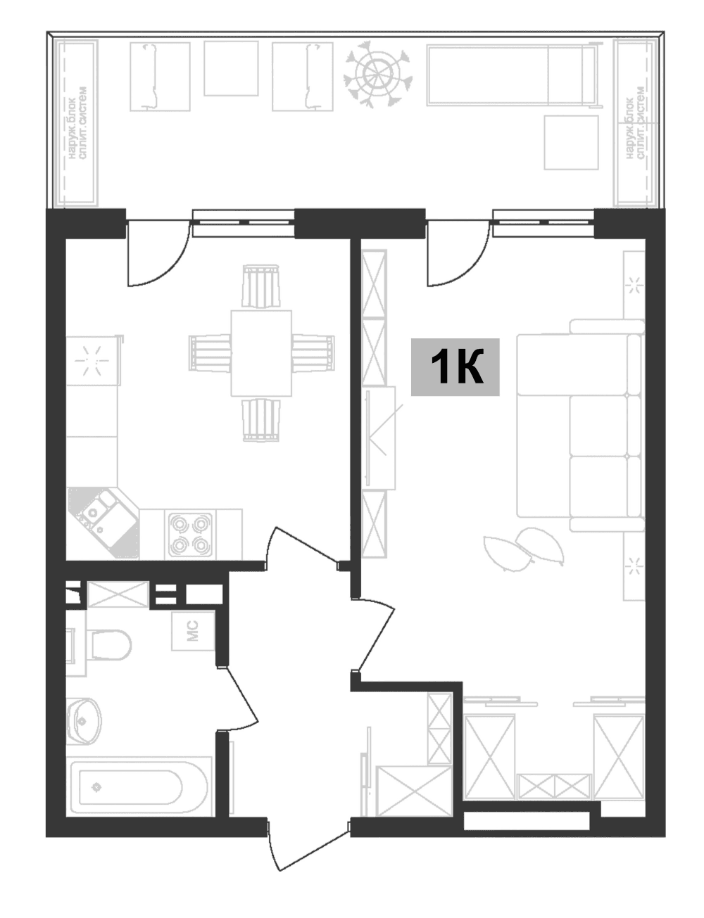 Продается 1-комн. квартира, 43.4 м²
