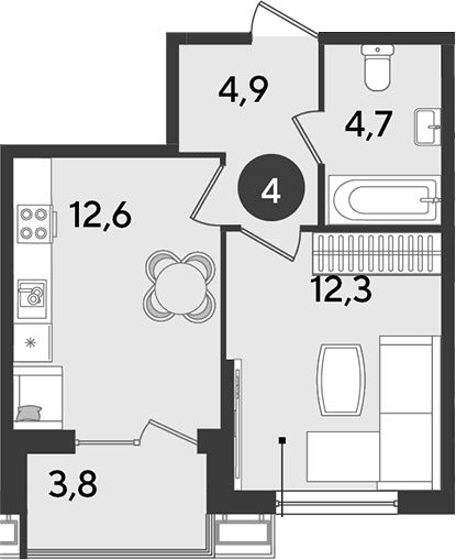 Продается 1-комн. квартира, 34.5 м²