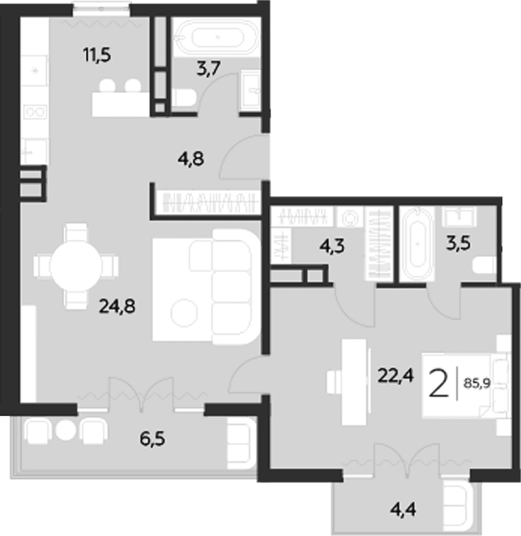 Продается 2-комн. квартира, 75 м²