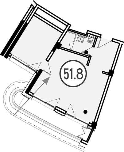 Продается 1-комн. квартира, 51.8 м²