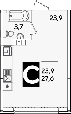 Продается 1-комн. квартира, 27.6 м²