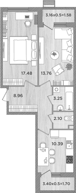 Продается 2-комн. квартира, 55.94 м²