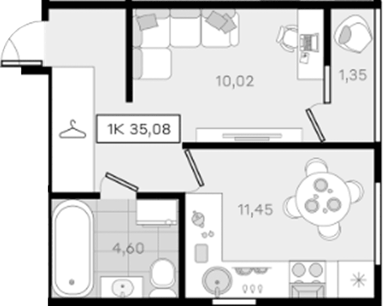Продается 1-комн. квартира, 33.73 м²