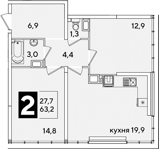 Продается 3-комн. квартира, 63.2 м²