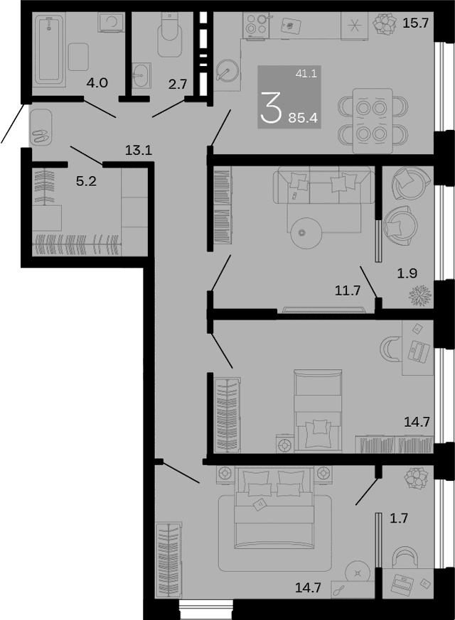 Продается 3-комн. квартира, 81.8 м²