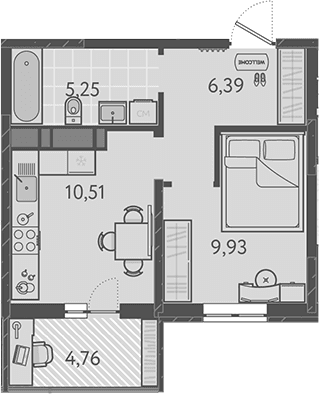 Продается 1-комн. квартира, 32.08 м²