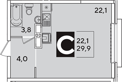 Продается 1-комн. квартира, 29.9 м²