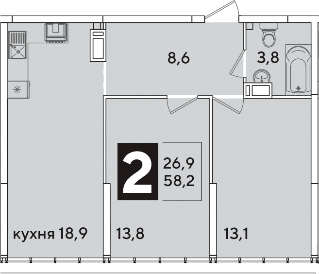 Продается 3-комн. квартира, 58.2 м²
