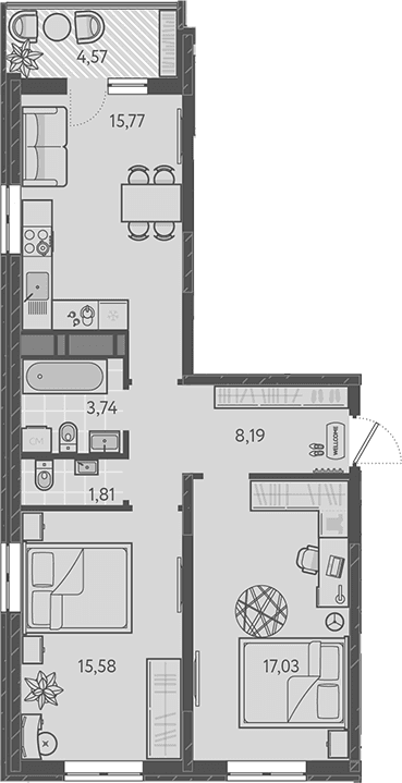 Продается 3-комн. квартира, 62.12 м²