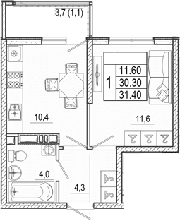 Продается 1-комн. квартира, 30.3 м²