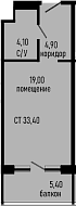 Продается 1-комн. квартира, 30.4 м²