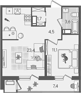 Продается 2-комн. квартира, 44.3 м²