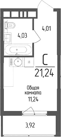 Продается 1-комн. квартира, 19.28 м²