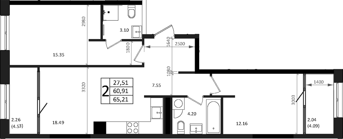 Продается 3-комн. квартира, 60.91 м²