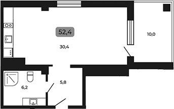 Продается 1-комн. квартира, 42.4 м²