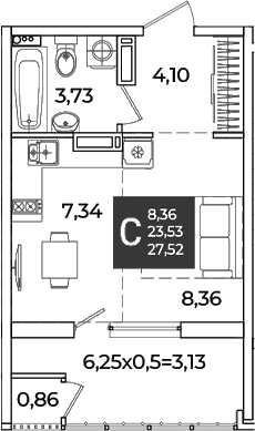 Продается 1-комн. квартира, 23.53 м²