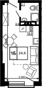 Продается 1-комн. квартира, 24.6 м²