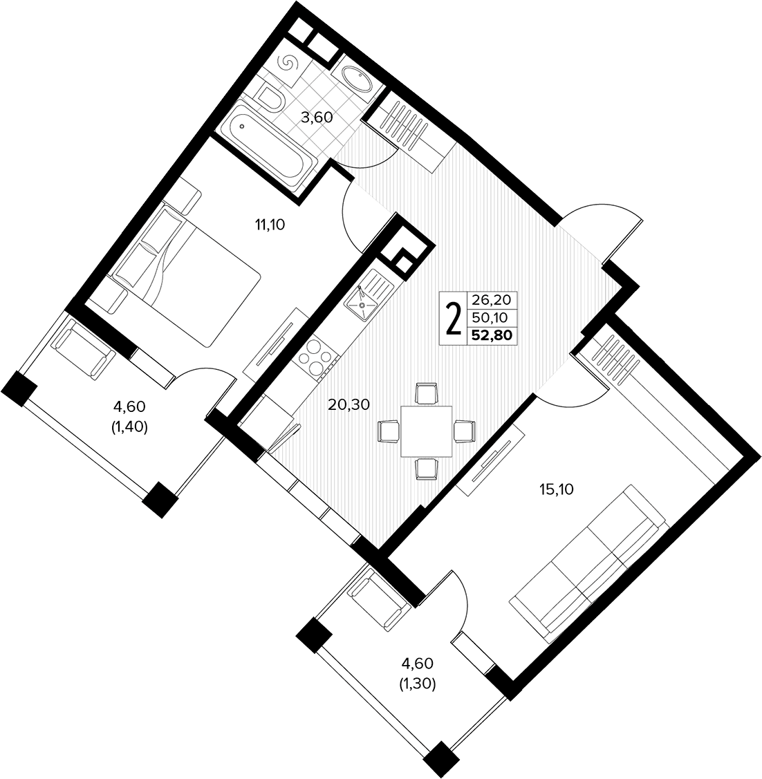 Продается 2-комн. квартира, 50.1 м²