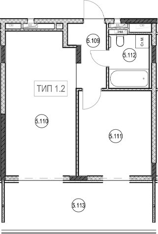 Продается 2-комн. квартира, 41.2 м²