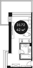 Продается 1-комн. квартира, 41.7 м²