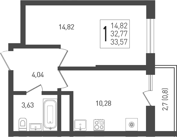 Продается 1-комн. квартира, 34.5 м²