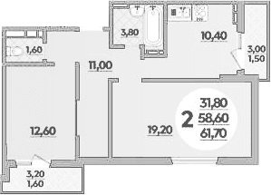 Продается 2-комн. квартира, 58.9 м²