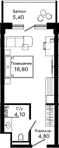 Продается 1-комн. квартира, 27.7 м²
