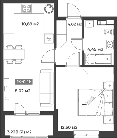Продается 1-комн. квартира, 39.88 м²