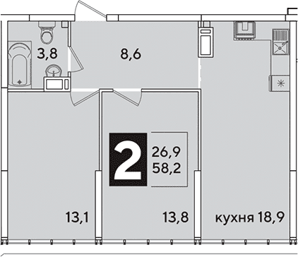 Продается 3-комн. квартира, 58.2 м²